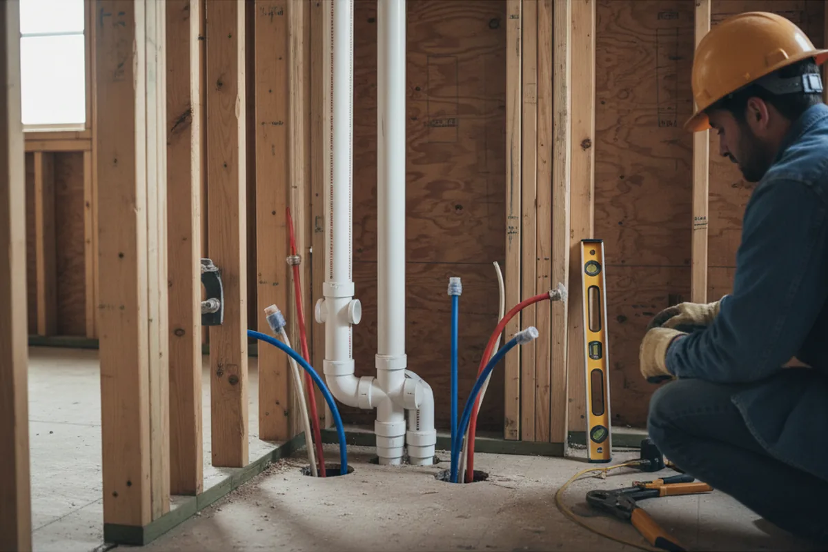 Drain and supply rough-in during Sump Pump Repair in Port Carbon