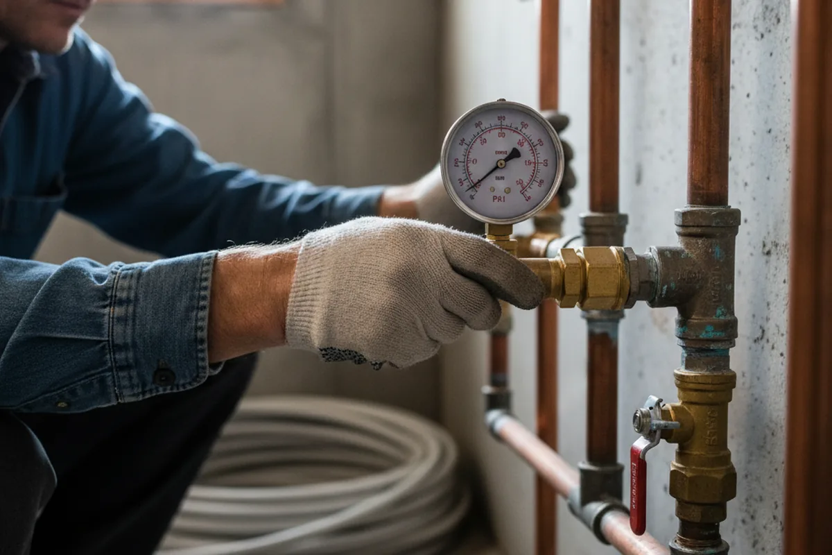 Pressure testing a repaired line during Water Line Repair in Port Carbon